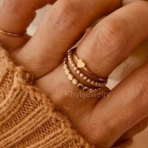 Gold Stacking Rings Set of 3 Yellow. Gold Plated.